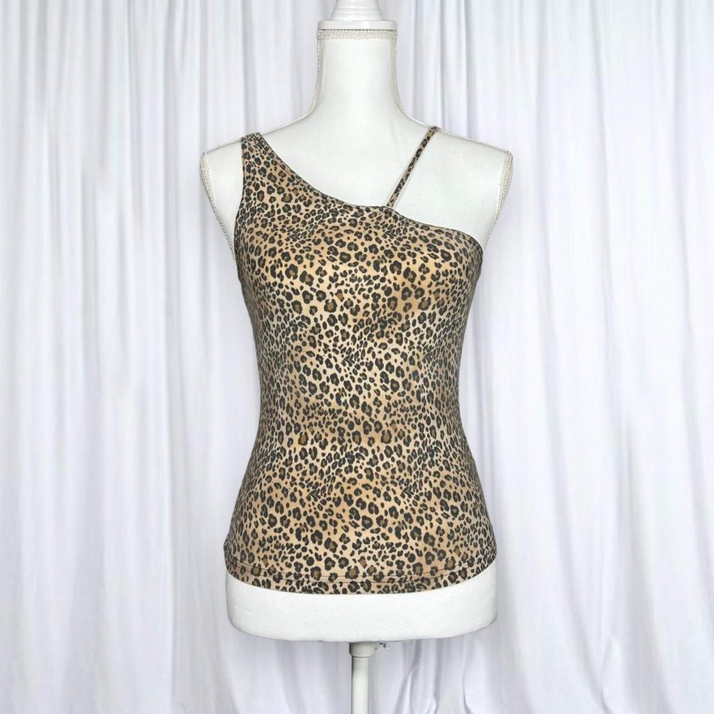 Newport Leopard Cheetah Asymmetrical Tank Top Vintage 90s Y2K